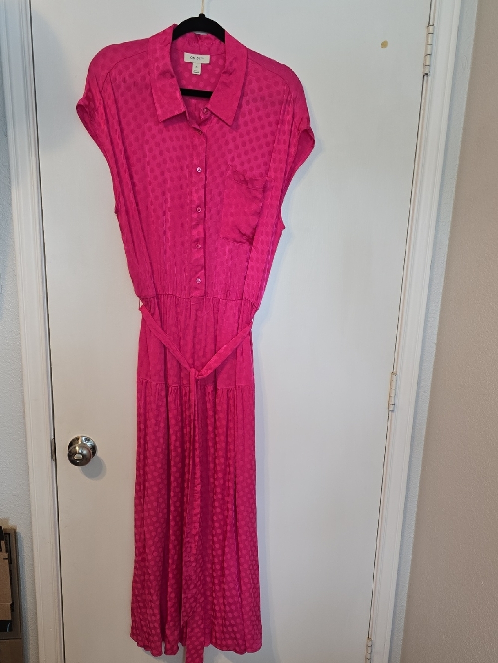 Anthropologie Fuchsia Button-Front Maxi Shirt Dress